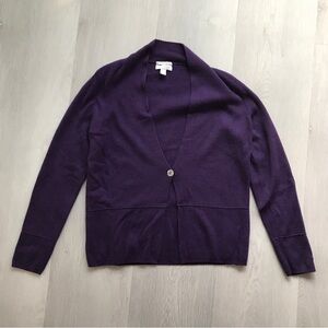 CHARTER CLUB CASHMERE PURPLE CARDIGAN SWEATER ONE BUTTON LONG SLEEVE M